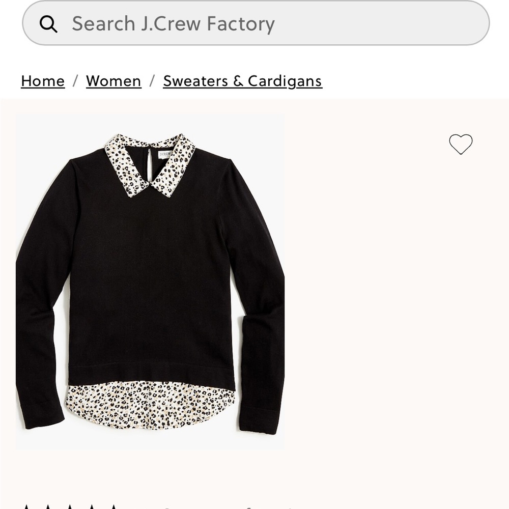 J. Crew Factory Black Sweater with Leopard Patterned Collar